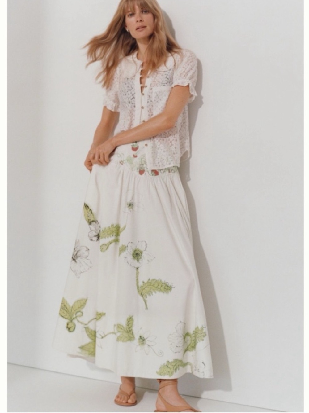 NWT Swan Gossip x Anthropologie Basque-Waist Artist Print Maxi Skirt size 6 - Picture 4 of 17